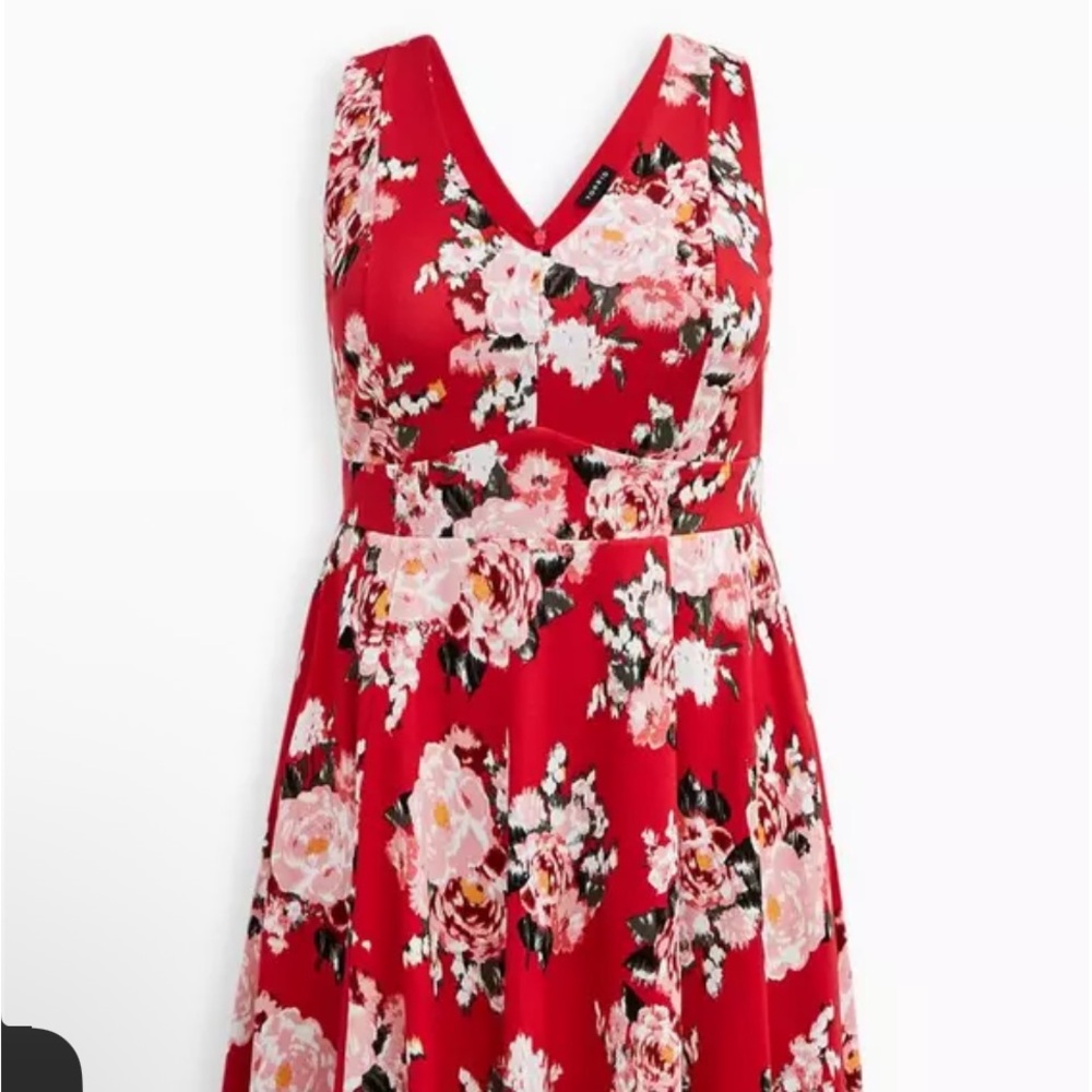 NWOT Torrid Skater Red Floral Dress with Built-in Shape Ware